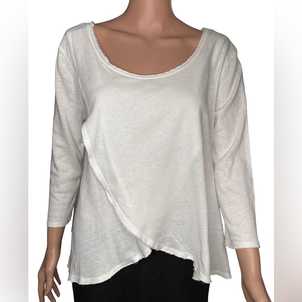We The Free People Off-White Cotton Tee Small